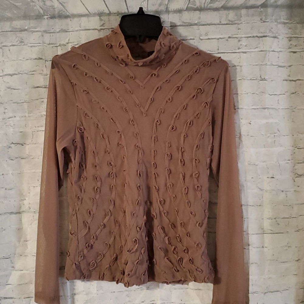 Hugging kisses cowl neck taupe top